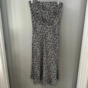 Banana Republic Strapless Silk Dress Black and Cream Midi Dress Size 6